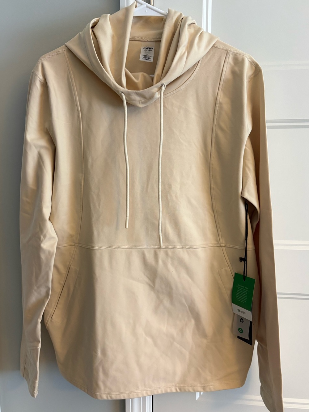 Mono B Women’s Cream Hooded Pullover with Thumbholes